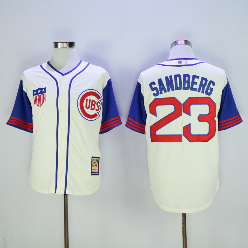 Men Chicago Cubs #23 Sandberg Cream Throwback 1942 MLB Jerseys->chicago cubs->MLB Jersey